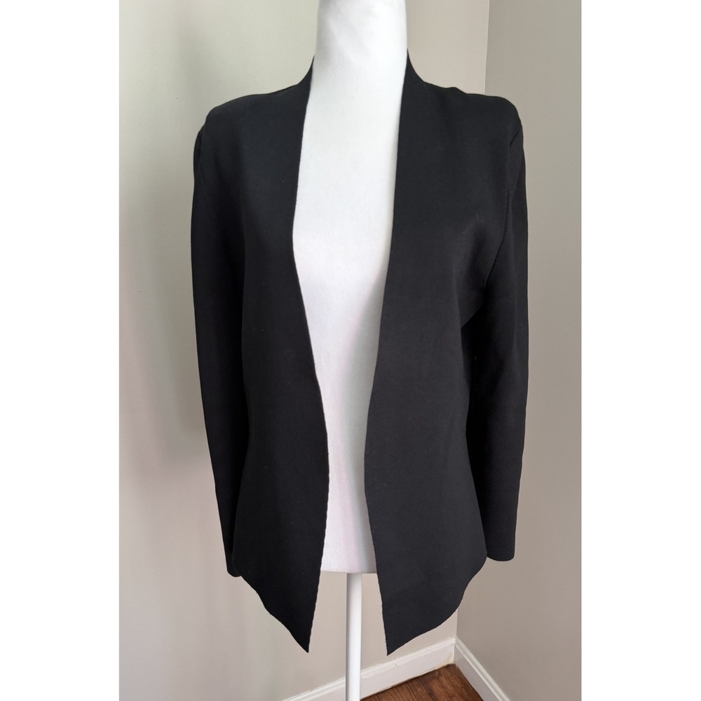 M.M.LaFleur XL Woolf Jardigan Black‎ Open Front Knit Blazer Jacket Career Work